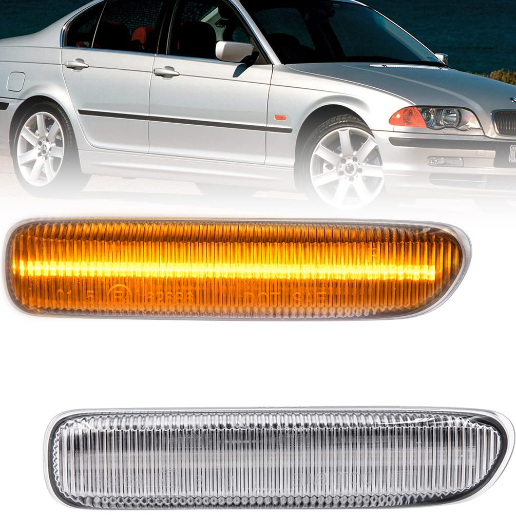 NJSBYL Clear Lens Side Marker Lamps for B-M-W E46 1999-2001 3